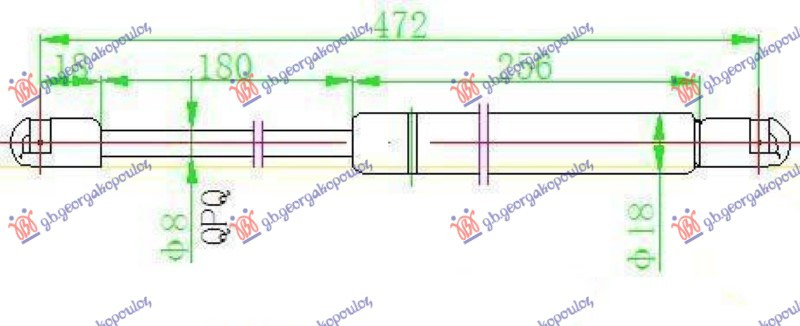Amortizues (një) për derën e bagazhit 3 dyer (472L-330N)
