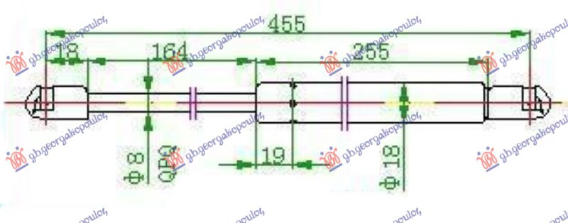 Amortizues (një) për derën e bagazhit 5 dyer (455L-380N)