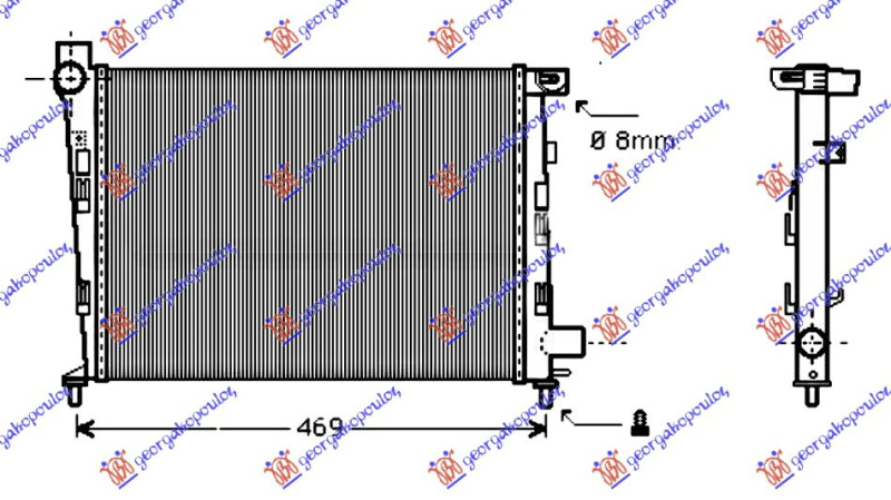Radiator për motor benzinë (pa kondicioner) (40x37.5)