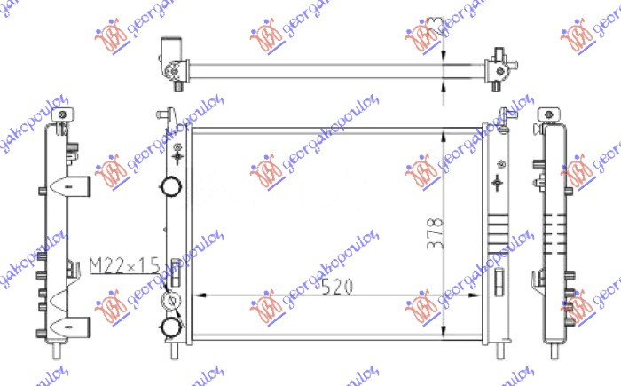 Radiator për motor 1,9 D-JTD (520x378x42) 00-