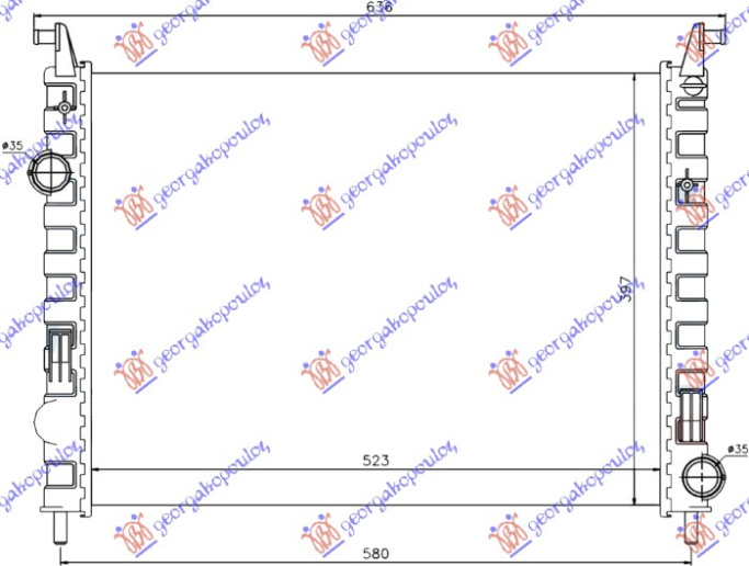 Radiator për motor 1,3 JTD (52x39,5x42) 03-