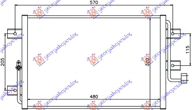 Radiator i kondicionerit 1,6 benzinë (44,8x35x25) 03-
