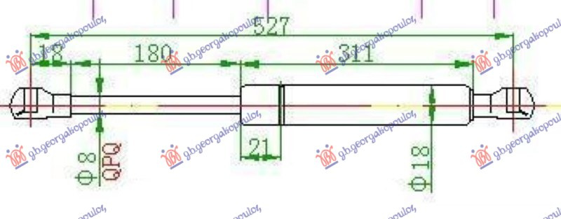 Amortizues (një) për derën e bagazhit 5 dyer (519L-570N)