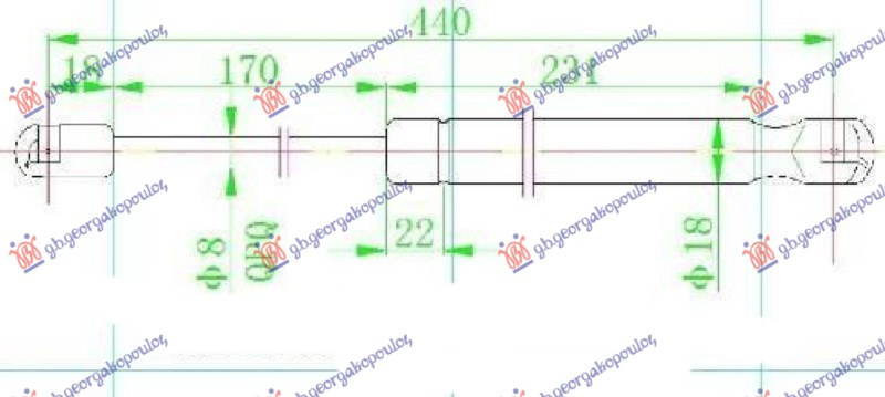 Amortizues (një) për xhamin e pasëm të bagazhit (440L-150N)