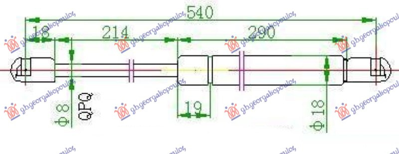 Amortizues (një) për derën e bagazhit (540L-400N)