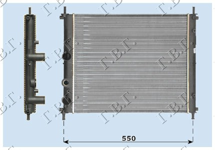 Radiator për motor 1,2-1,4-1,6 16V (me kondicioner) (47,5x41,5)
