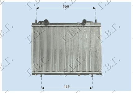 Radiator për motor 1,4-2,0 (me kondicioner) (37.5x56,3)