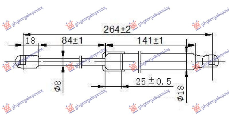 Amortizues (një) për kofano (265L-355N)
