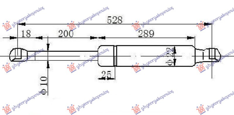 Amortizues (një) për derën e bagazhit (528L-600N)
