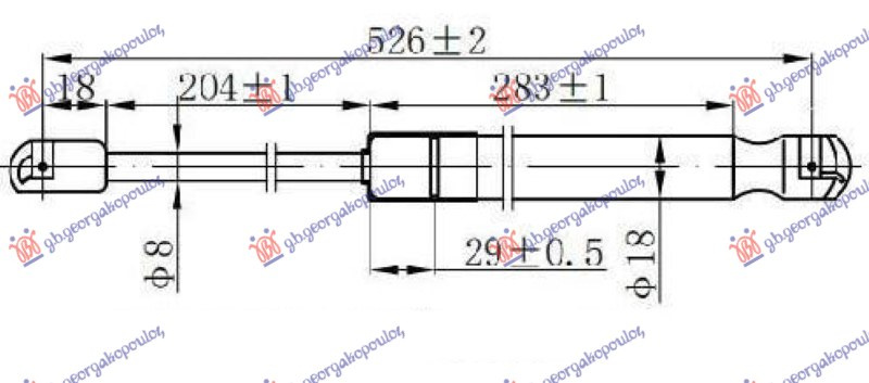 Amortizues (një) për derën e bagazhit (527L-325N)