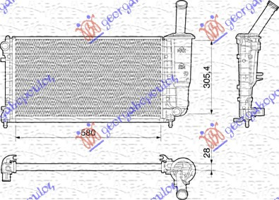 Radiator për motor 1,4i 16V (me/pa kondicioner) (58x30.5)