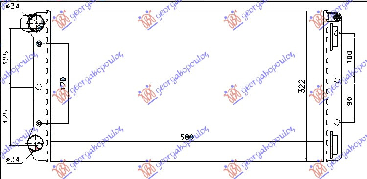 Radiator për motor 1.9 JTD (58x30.8x38)