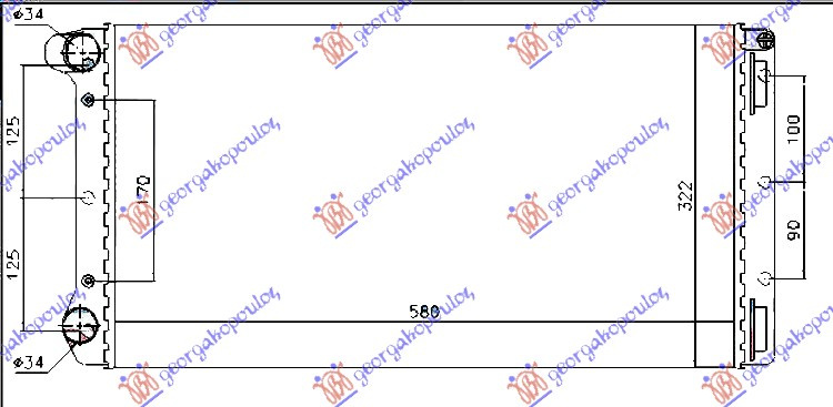Radiator për motor 1.9 JTD (58x30.8x38) (VALEO CLASSIC)