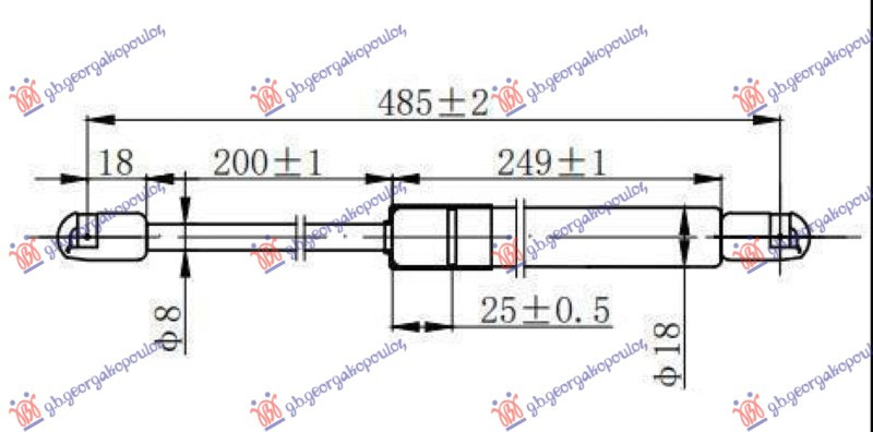 Amortizues (një) për derën e bagazhit (485L-420N)