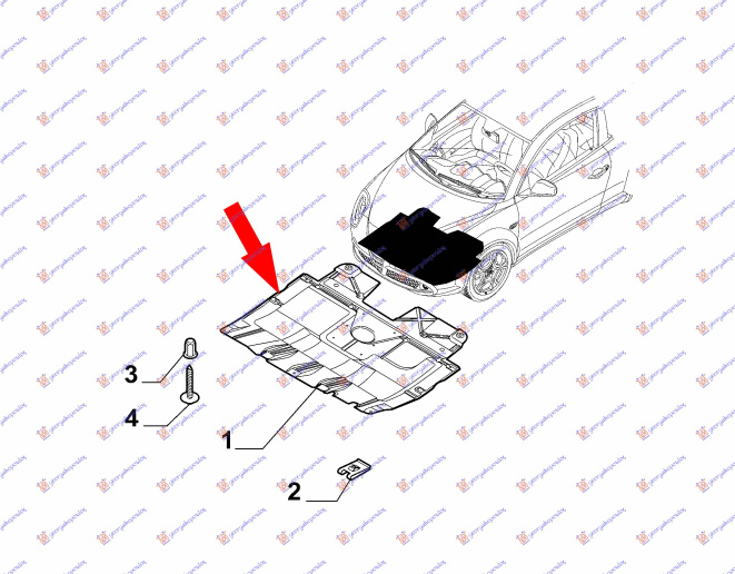 Mbrojtje/kapak nën motor plastik (А cilësi)