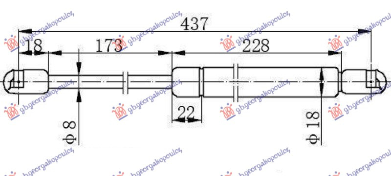 Amortizues (një) për derën e bagazhit (437L-350N)