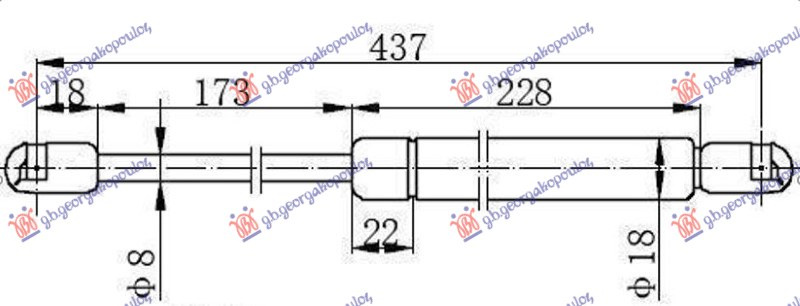 Amortizues (një) për derën e bagazhit (437L-350N) (MARELLI)