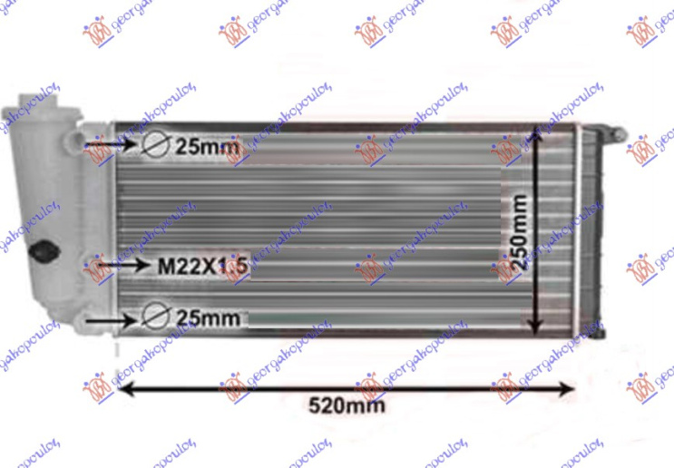 Radiator për motor 750-900-1.0-1.1 (marsh manual/automatik) (52x25)