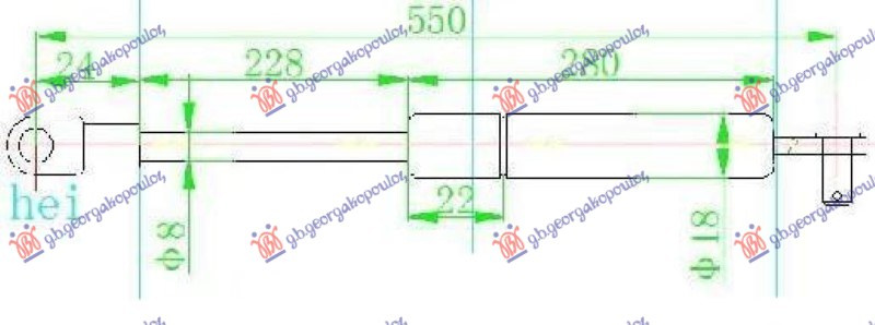 Amortizues (një) për derën e bagazhit (380N)