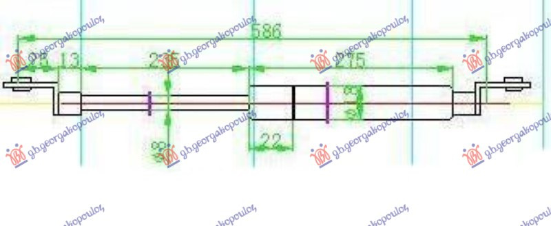 Amortizues (një) për derën e bagazhit (586L-100N)