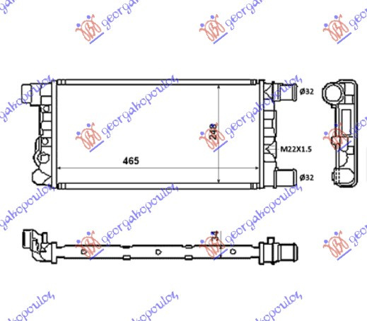 Radiator për motor 0.9CC-1.1CC me/pa kondicioner (45x24)