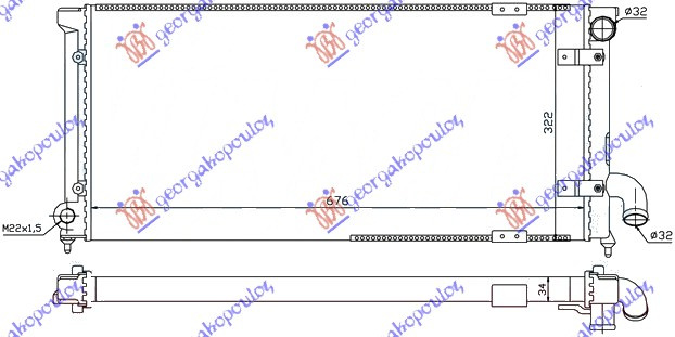 Radiator për motor 1,9 TDi (68x30)