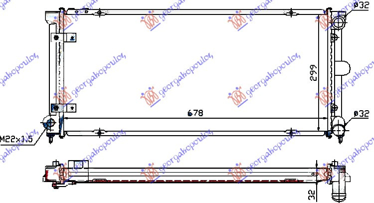 Radiator për motor benzinë - dizel (me/pa kondicioner) (675x320x34)