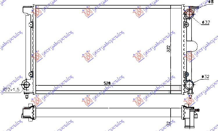 Radiator për motor benzinë/dizel (me kondicioner) (52.5x32x3.4) (VALEO CLASSIC)