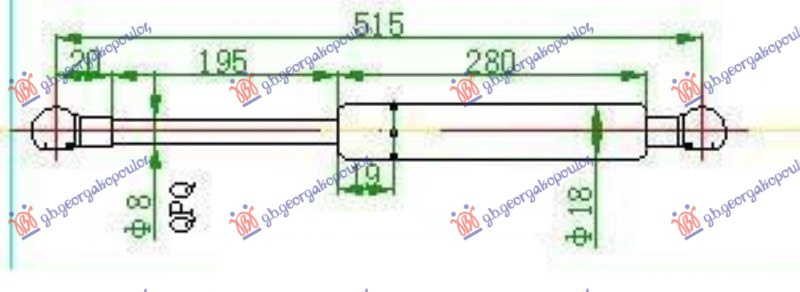Amortizues (një) për derën e bagazhit (515L-500N)