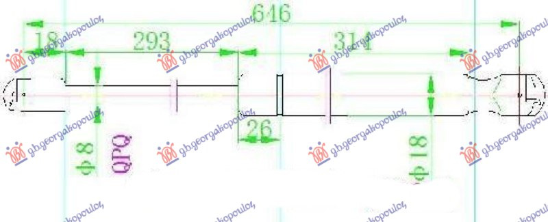 Amortizues (një) për derën e bagazhit (645L-300N)