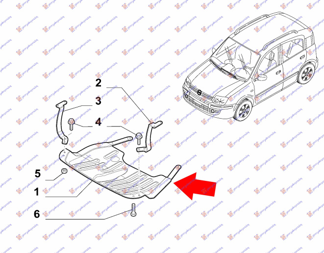 Mbrojtje/kapak nën motor plastik benzinë 1.1/1.2