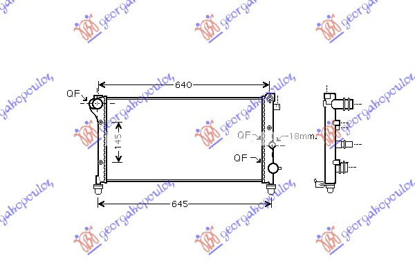Radiator për motor 1.1-1.2 8V (me kondicioner) (59x31,7)