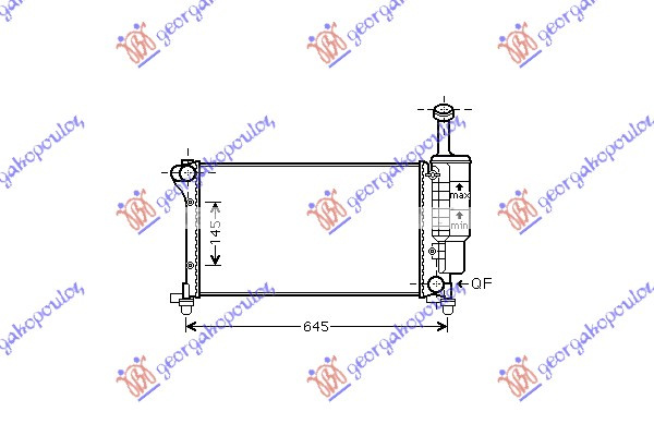 Radiator për motor 1.1-1.2i 8V (me kondicioner) (55x31.7)