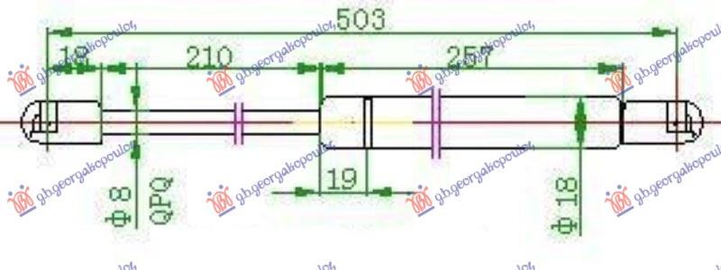 Amortizues (një) për derën e bagazhit (502L-280N)