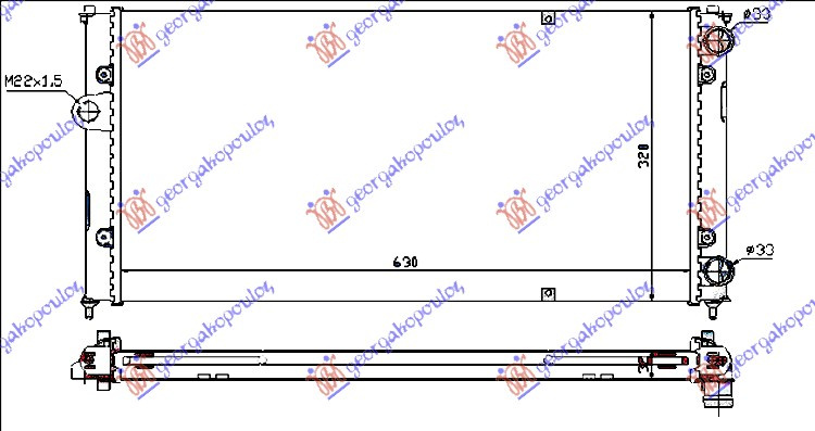 Radiator për motor 1.6 8V-1.8 16V-2.0 (63x32)