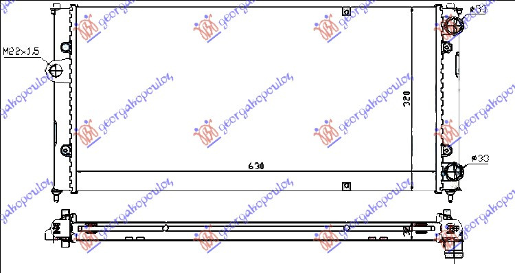Radiator për motor 1.6 8V-1.8 16V-2.0 (63x32) (VALEO CLASSIC)