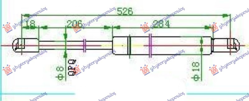 Amortizues (një) për derën e bagazhit (526L-350N)
