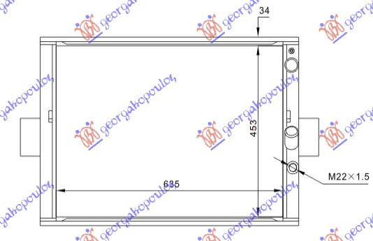 Radiator për motor 2,5D-TDi pa kondicioner (63,8x45x36) (VALEO) T