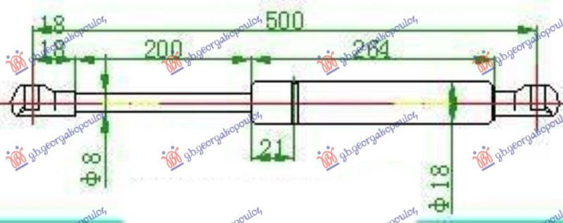 Amortizues (një) për derën e bagazhit karavan (500L-420N)