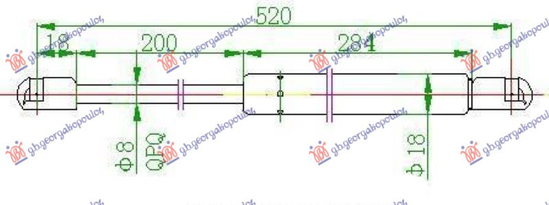 Amortizues (një) për derën e bagazhit (520L-360N)