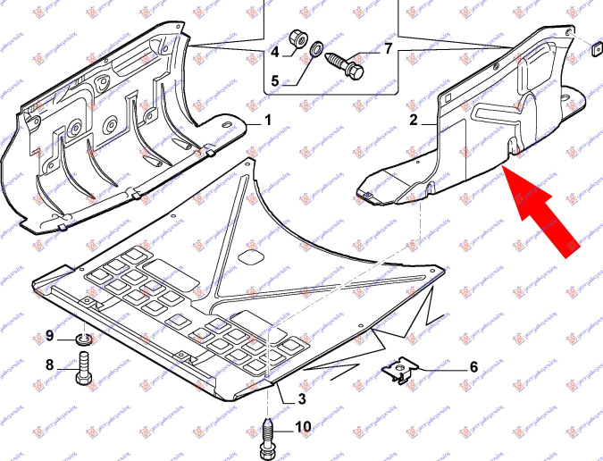 Mbrojtje/kapak nën motor plastik
