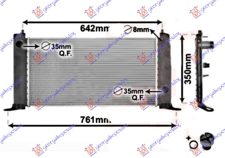 Radiator për motor 1.2i 16V (me/pa kondicioner) (58x31)