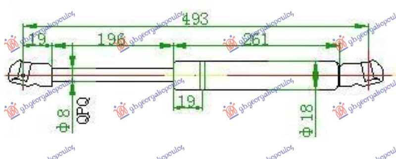 Amortizues (një) për derën e bagazhit -00 (492L-470N)