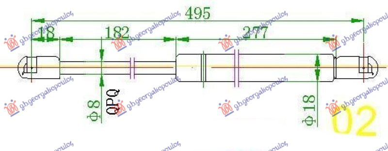 Amortizues (një) për derën e bagazhit 00- (492L-470N)