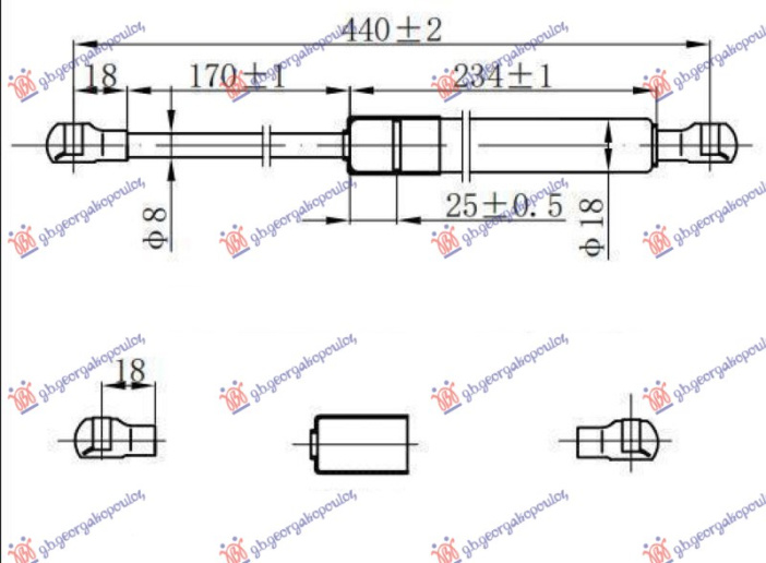 Amortizues (një) për derën e bagazhit 3 dyer (460N)