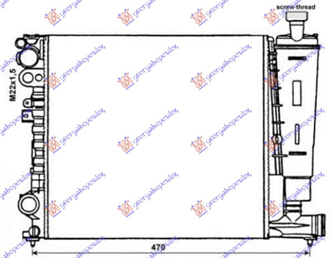 Radiator për motor 1,6-1,8-2,0 benzinë me kondicioner (60x47x23)