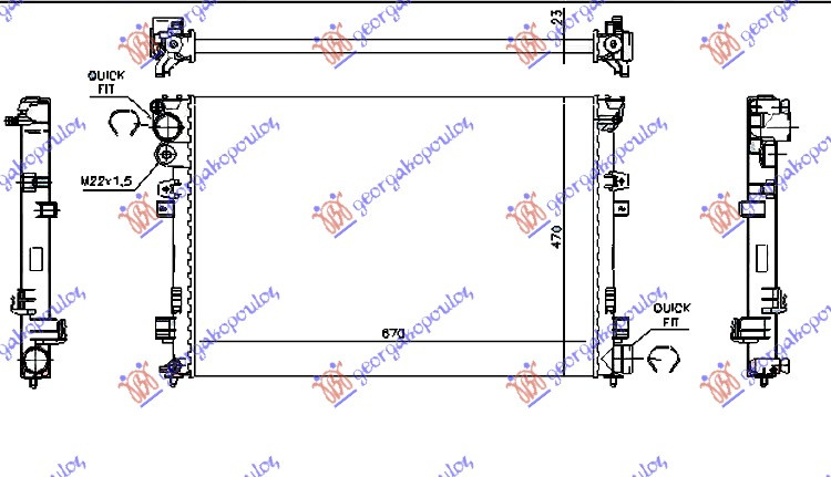 Radiator për motor 1,9-2,0-2,1 D-TD (67x44,6) (MAHLE BEHR)