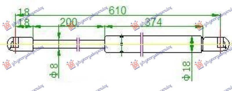 Amortizues (një) për derën e bagazhit (610L-560N)