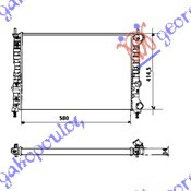 Radiator për motor 1,6i-16v (me kondicioner) (58x41,5x34)