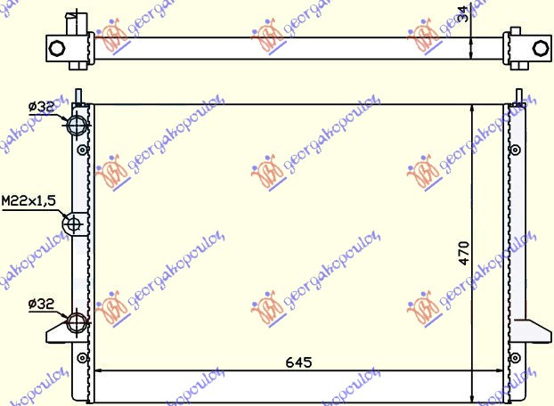 Radiator për motor 2,3i-16V-2,8i/VR6 (64,5x47) -00